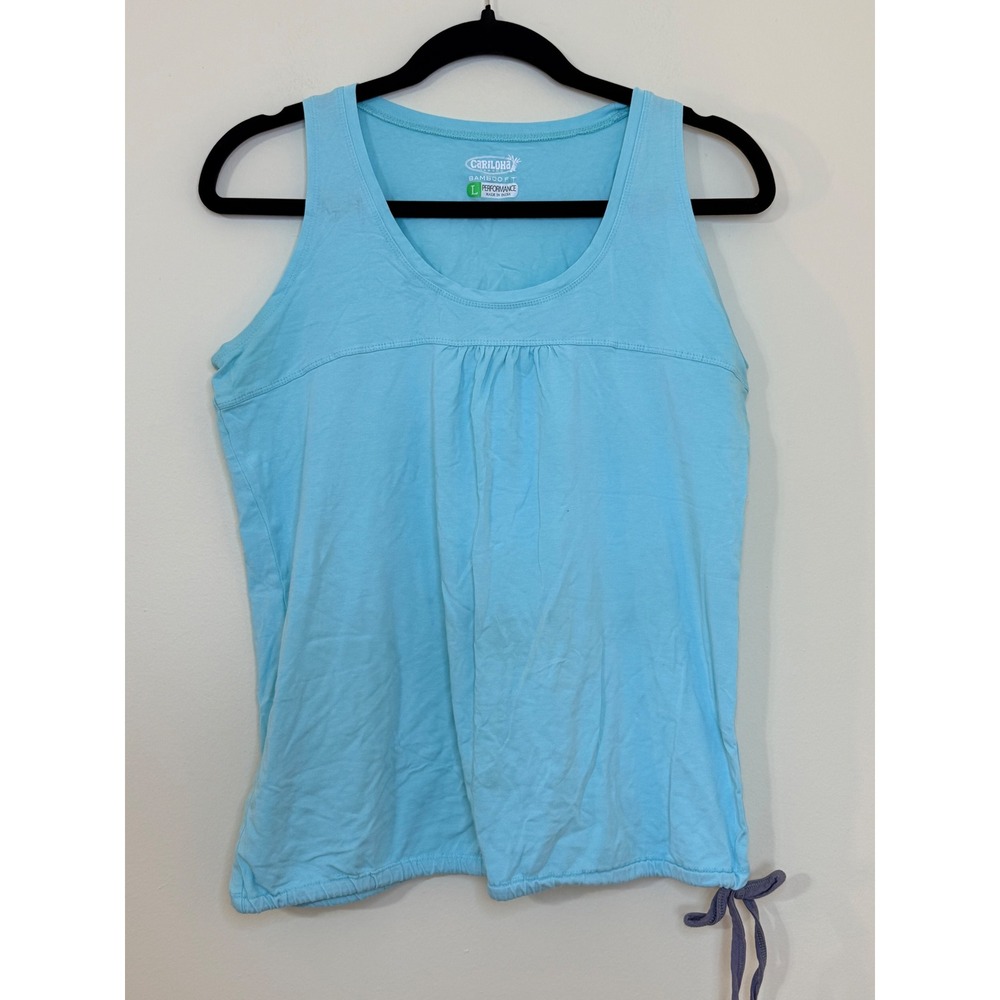 Cariloha Bamboo Performance Tank Top Blue Organic Cotton Blend Large